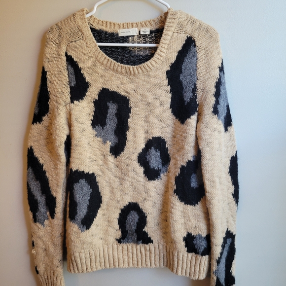 Sleeping on Snow Anthropologie Cabincore Baddie Wool Knit Sweater Black/Cream, S - Picture 2 of 5